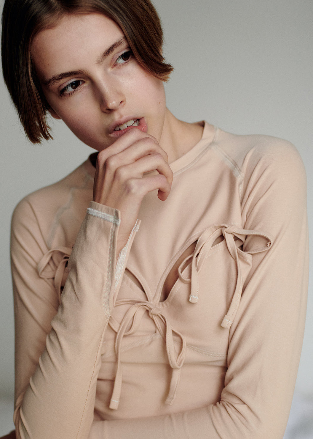 NURA tie-up nursing top with long sleeves